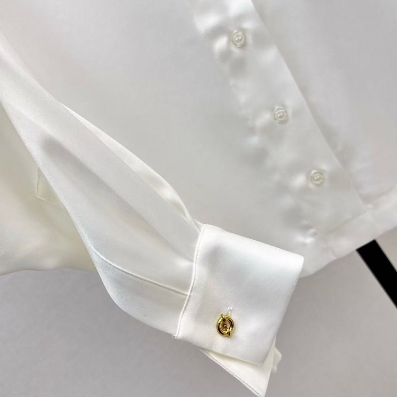 L0ew* SpringSummer new embroidered smooth style loose acetate shirt