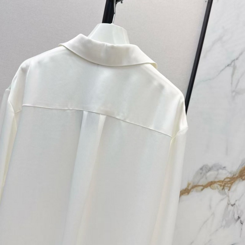 L0ew* SpringSummer new embroidered smooth style loose acetate shirt