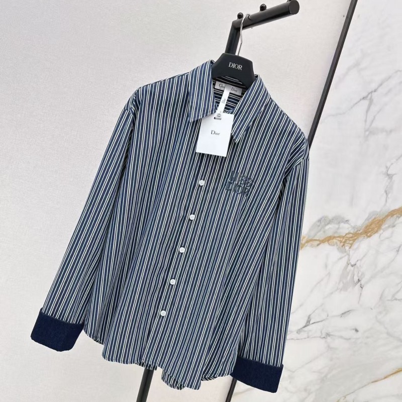 L0ew* spring and summer new logo embroidery striped shirtL0ew* spring and summer new logo embroidery