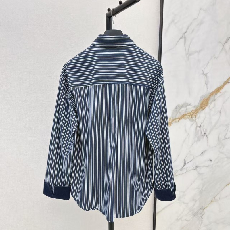 L0ew* spring and summer new logo embroidery striped shirtL0ew* spring and summer new logo embroidery