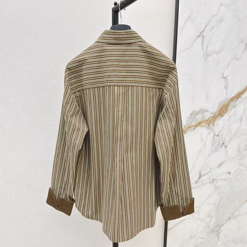 L0ew* spring and summer new logo embroidery striped shirtL0ew* spring and summer new logo embroidery