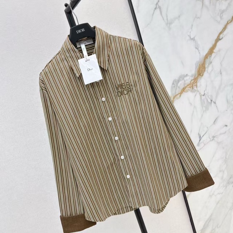 L0ew* spring and summer new logo embroidery striped shirtL0ew* spring and summer new logo embroidery