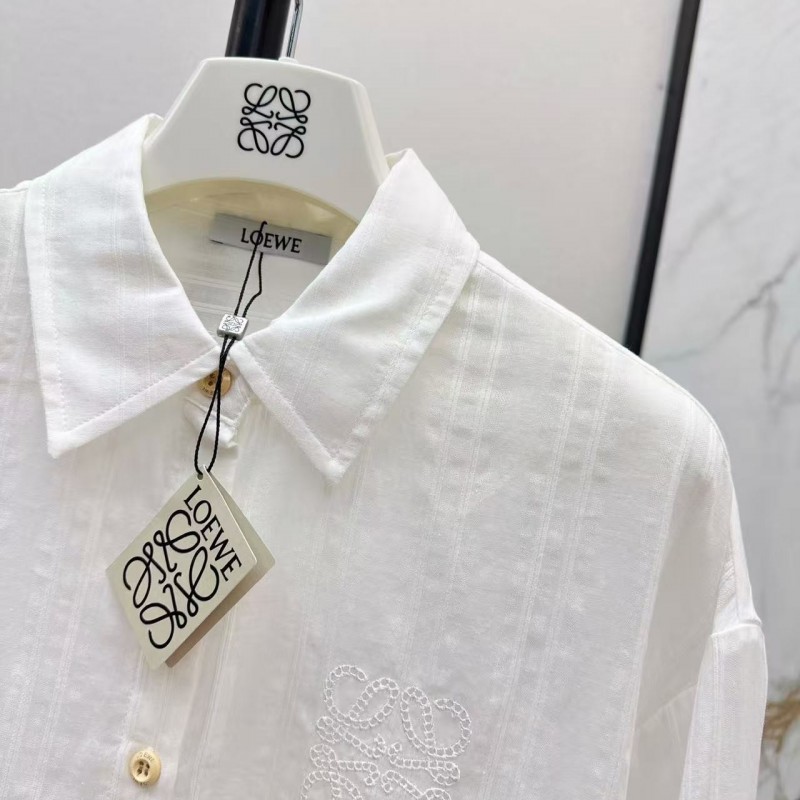 L0ew* SpringSummer new vintage woven striped loose shirt