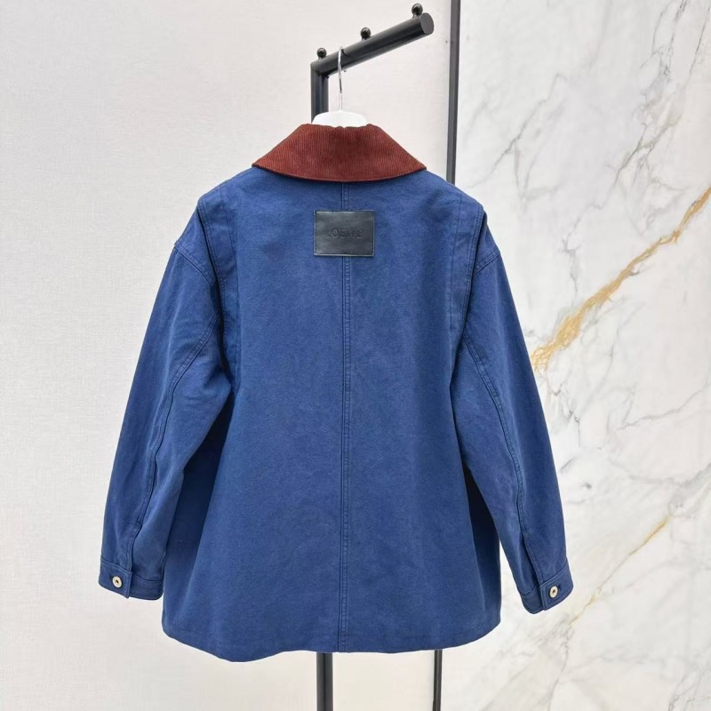 L0ew* Spring and Summer New Color-blocking Series Lapel Mid-length Casual Jacket