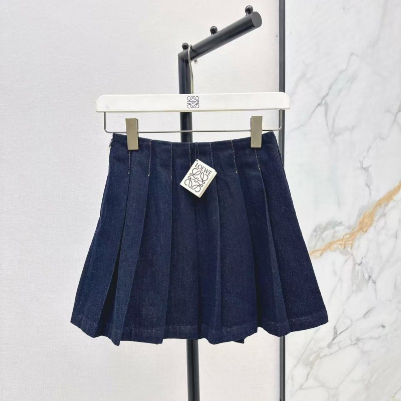 L0ew* SpringSummer New Vintage Denim Women's Denim Pleated Skirt