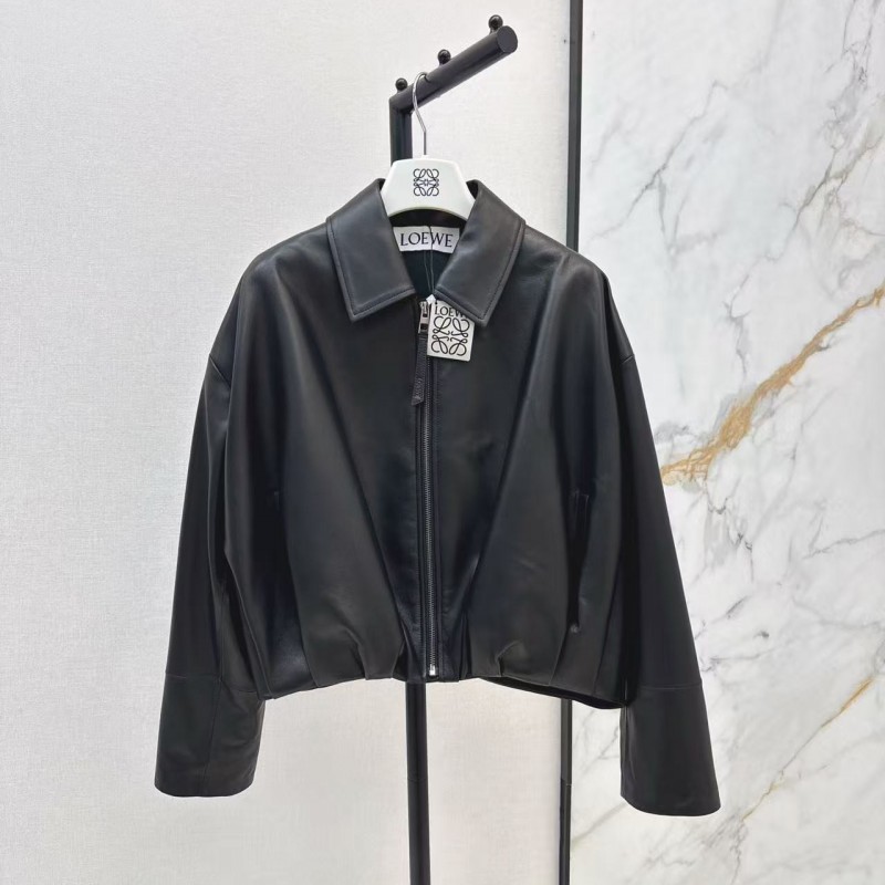 L0ew* Spring and Summer latest retro modern fashion design imported sheepskin pleated women's jacket