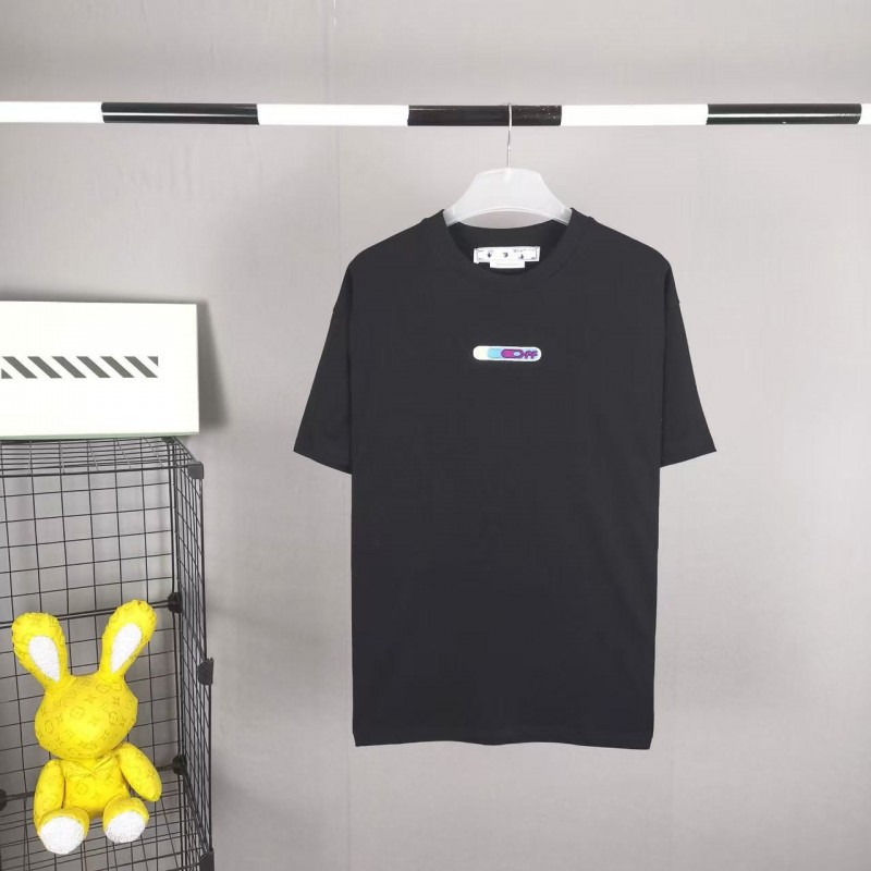 off white summer new lucky leaf embroidery print T-shirt