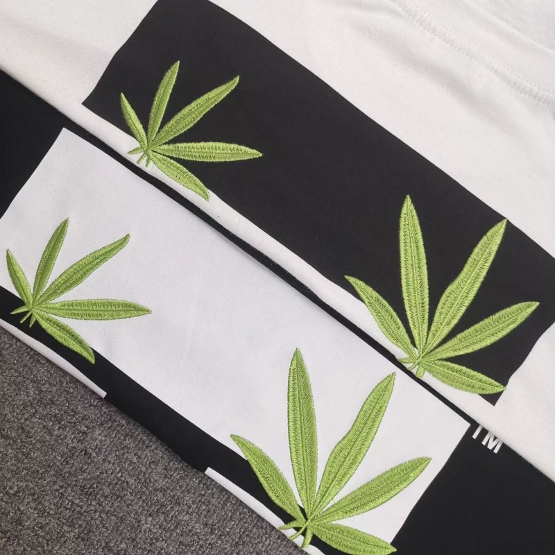 off white summer new lucky leaf embroidery print T-shirt