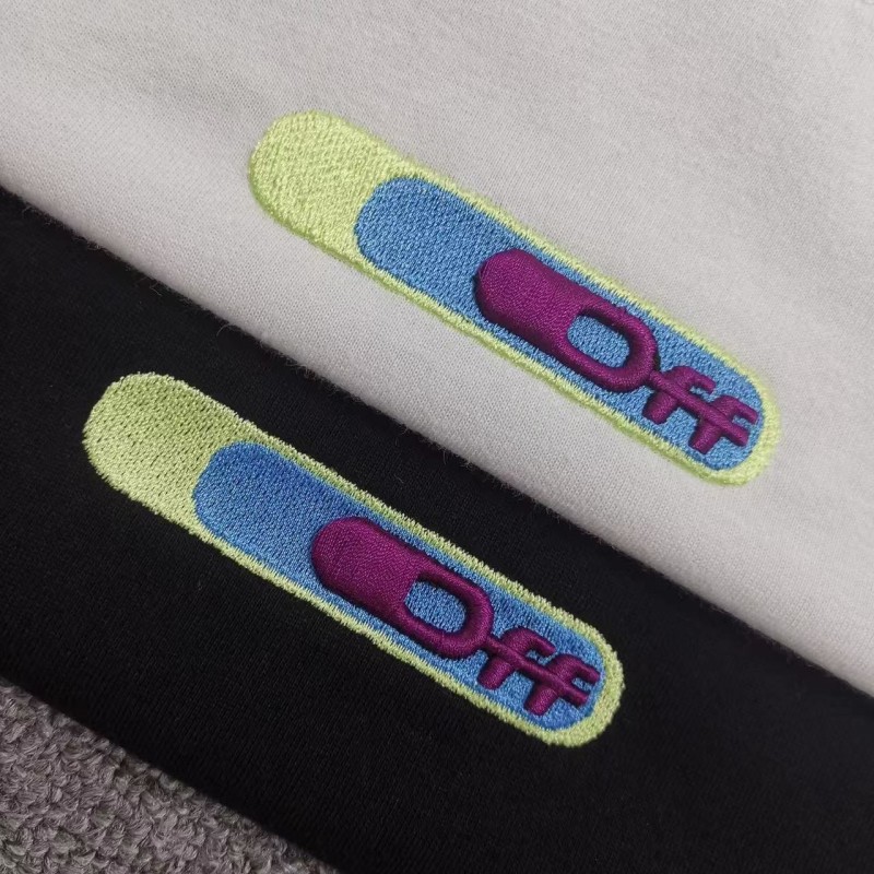 off white summer new lucky leaf embroidery print T-shirt