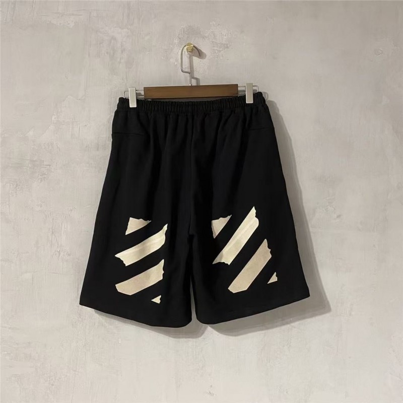 Off White new gold-stamped warning line cotton shorts