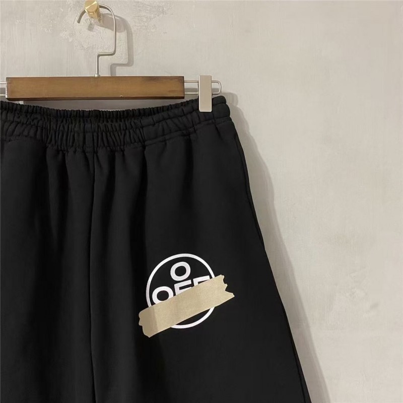 Off White new gold-stamped warning line cotton shorts