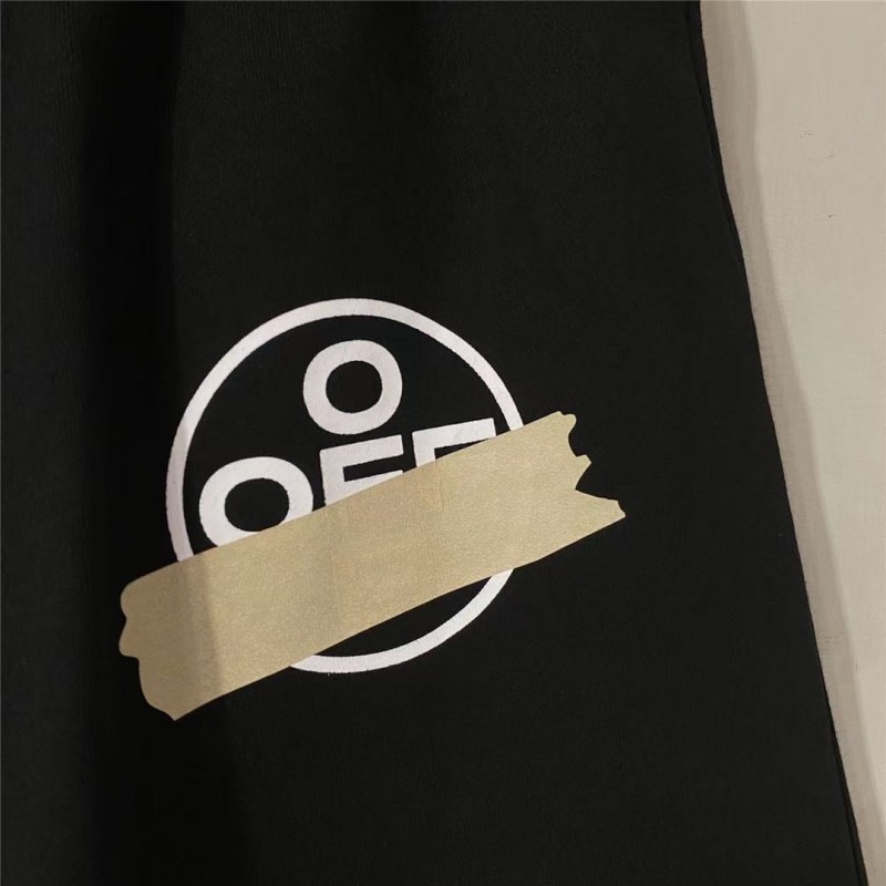 Off White new gold-stamped warning line cotton shorts