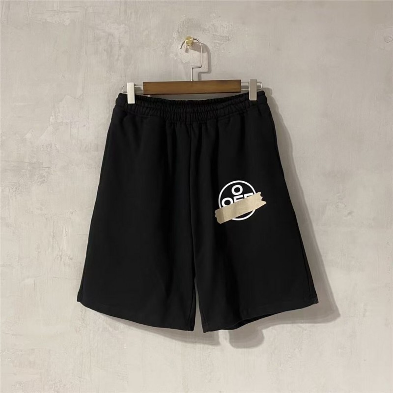 Off White new gold-stamped warning line cotton shorts