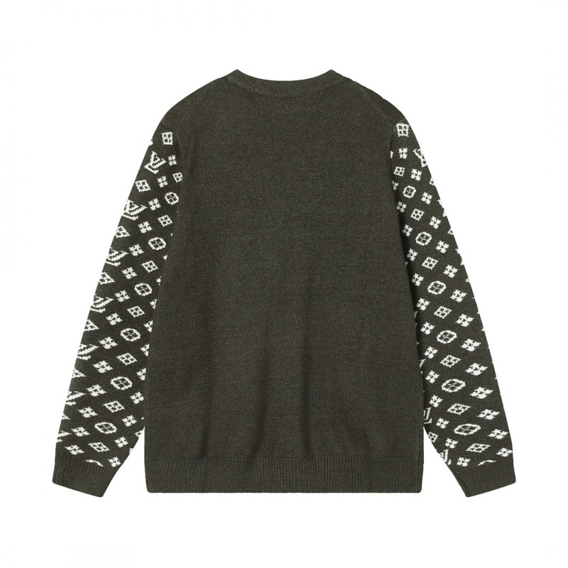 SS23 new autumn product L0*is V*t0n Monogram jacquard V-neck single-breasted long-sleeved knitted