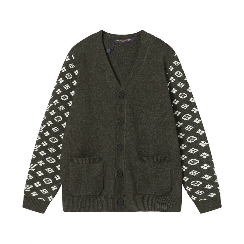 SS23 new autumn product L0*is V*t0n Monogram jacquard V-neck single-breasted long-sleeved knitted