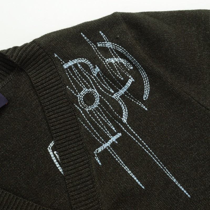 SS23 new autumn L0*is V*t0n solid color embroidered long-sleeved knitted cardigan