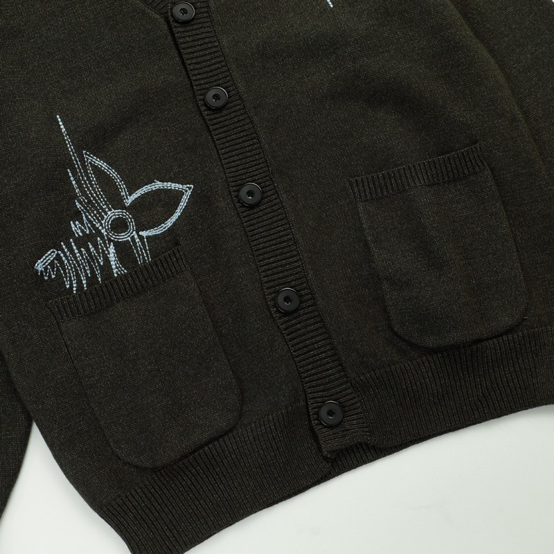 SS23 new autumn L0*is V*t0n solid color embroidered long-sleeved knitted cardigan
