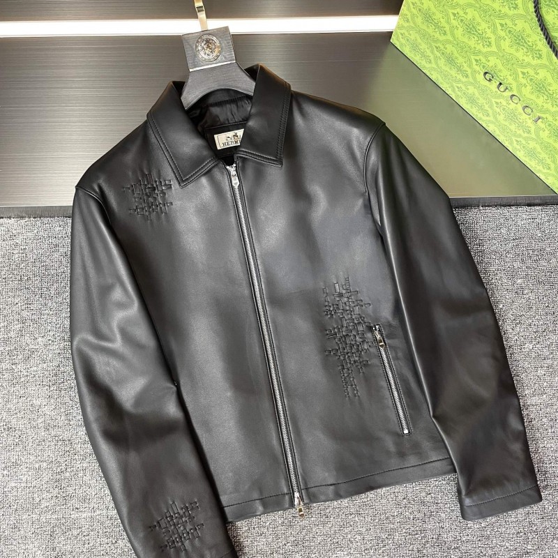 H**mes 23rd Paris Fashion Show Leather Jacket