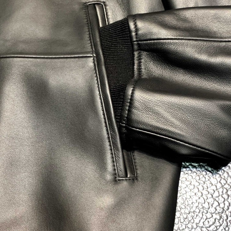Zegna Stand collar leather jacket