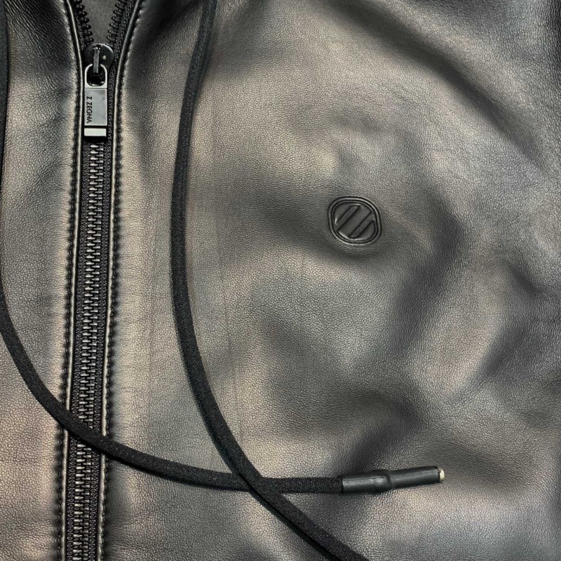 Zegna hooded leather jacket