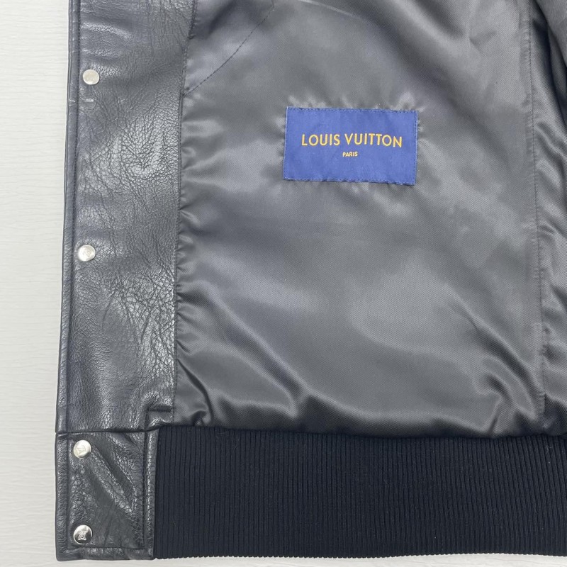 L0*is V*t0n Baseball blouson jacket with sheepskin body and wool sleeves