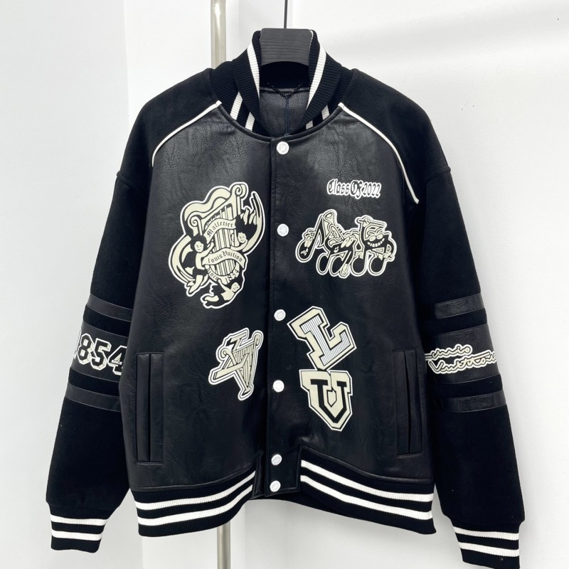 L0*is V*t0n Baseball blouson jacket with sheepskin body and wool sleeves