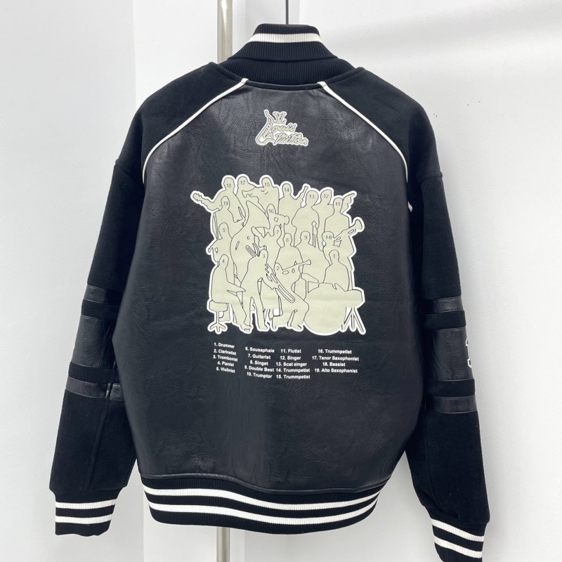 L0*is V*t0n Baseball blouson jacket with sheepskin body and wool sleeves