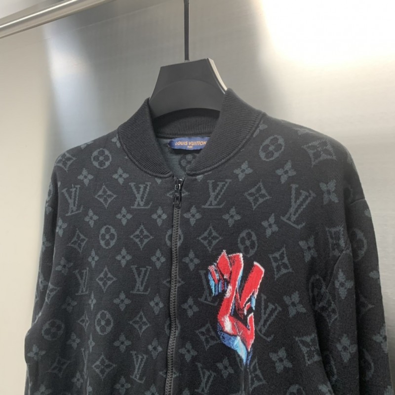 L0*is V*t0n graffiti jacquard knit zipped jacket