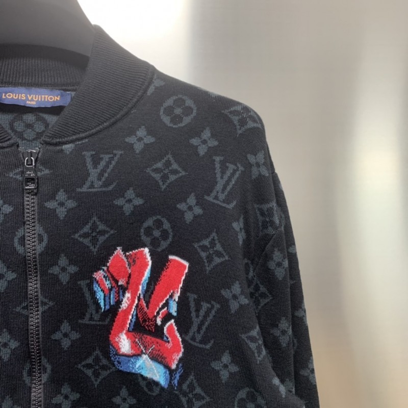L0*is V*t0n graffiti jacquard knit zipped jacket