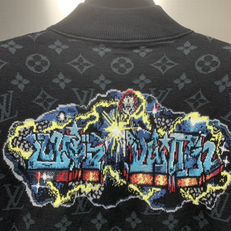 L0*is V*t0n graffiti jacquard knit zipped jacket