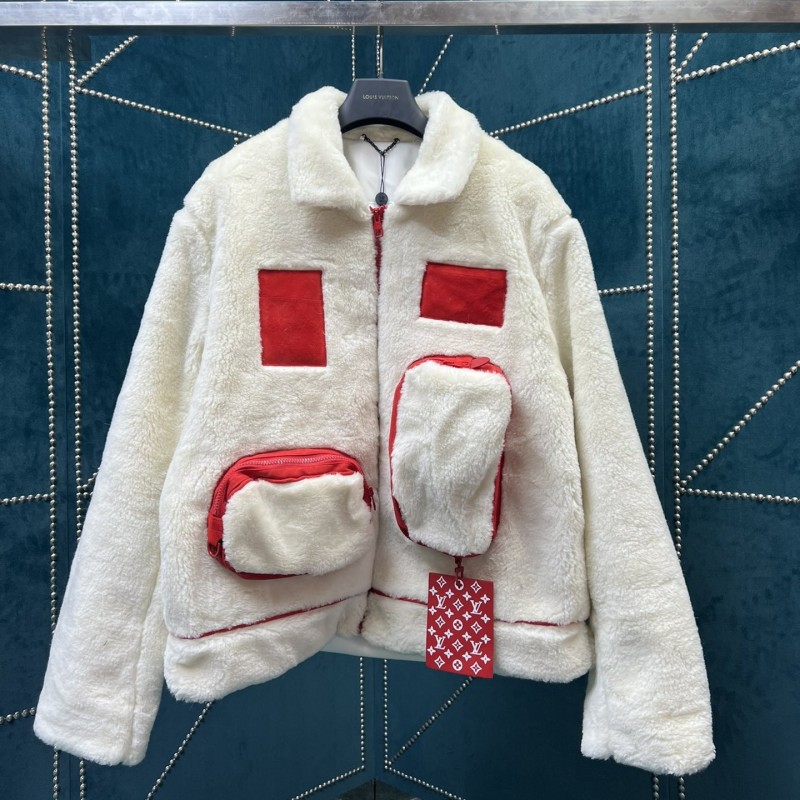 L0*is V*t0n Multi-pocket plush leather jacket