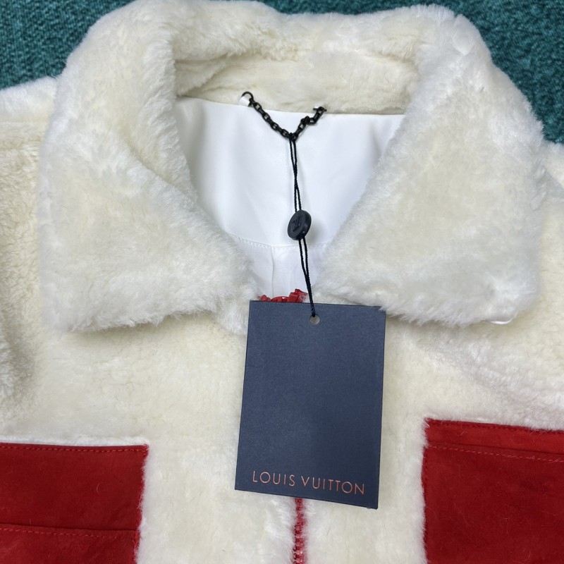 L0*is V*t0n Multi-pocket plush leather jacket