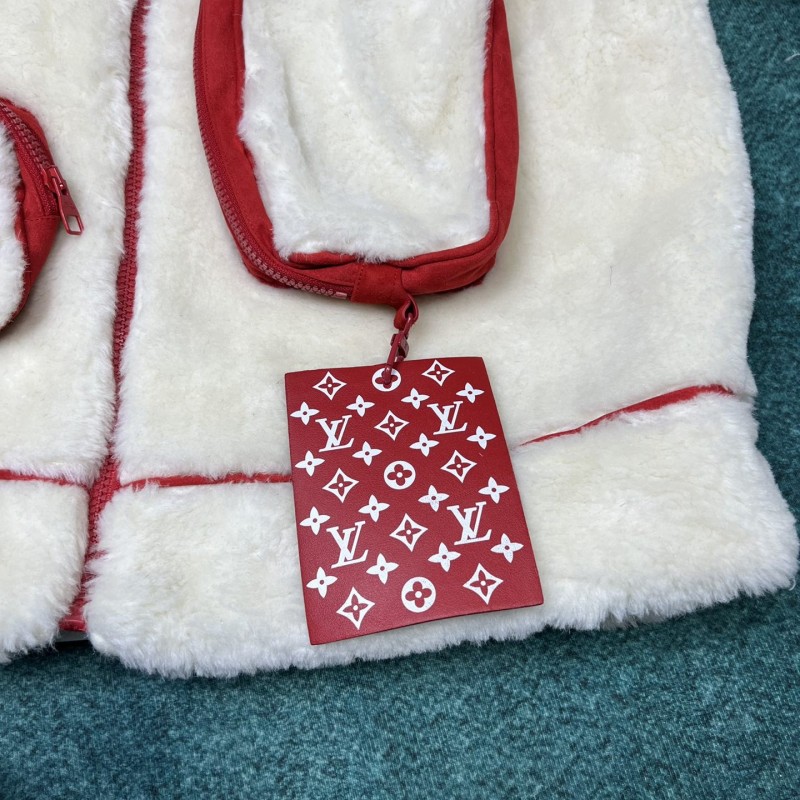 L0*is V*t0n Multi-pocket plush leather jacket