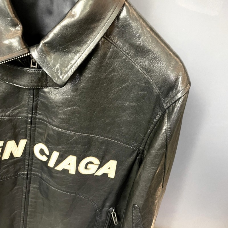 Ba*len*cia*ga Paris catwalk style biker leather jacket