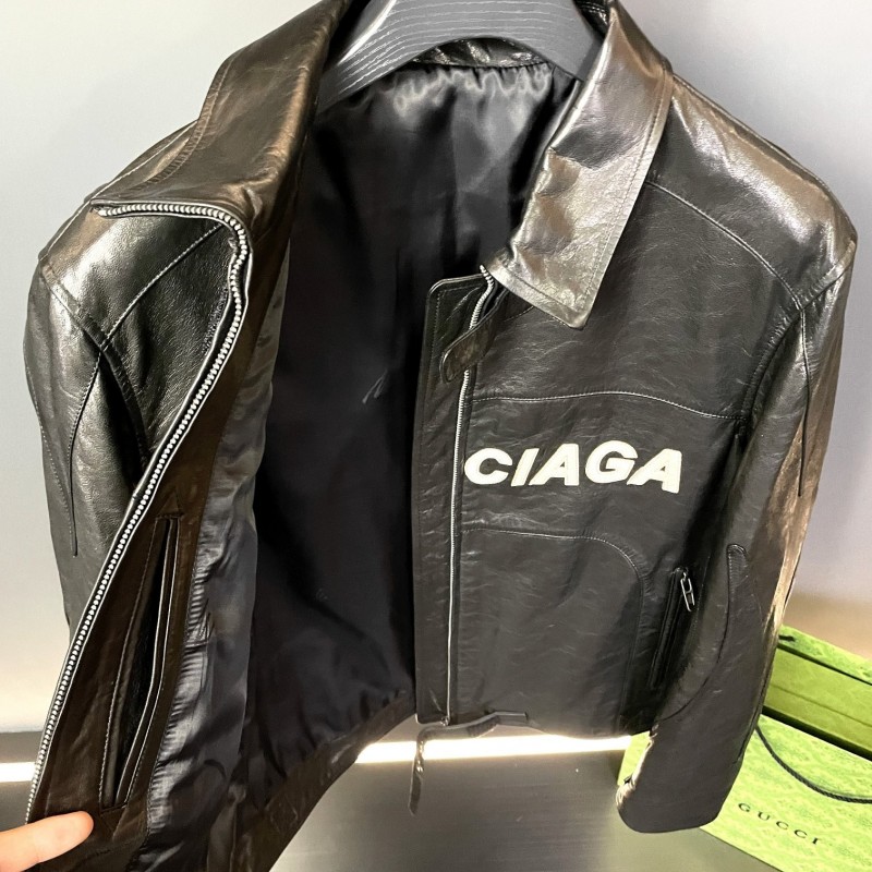 Ba*len*cia*ga Paris catwalk style biker leather jacket
