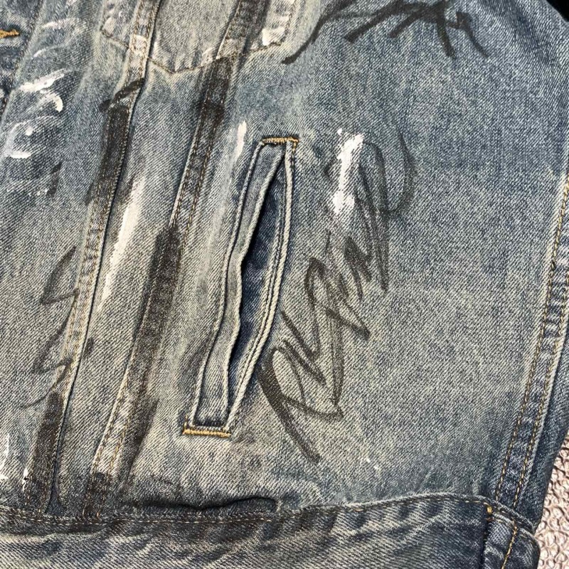 Ba*len*cia*ga Lapel graffiti denim jacket