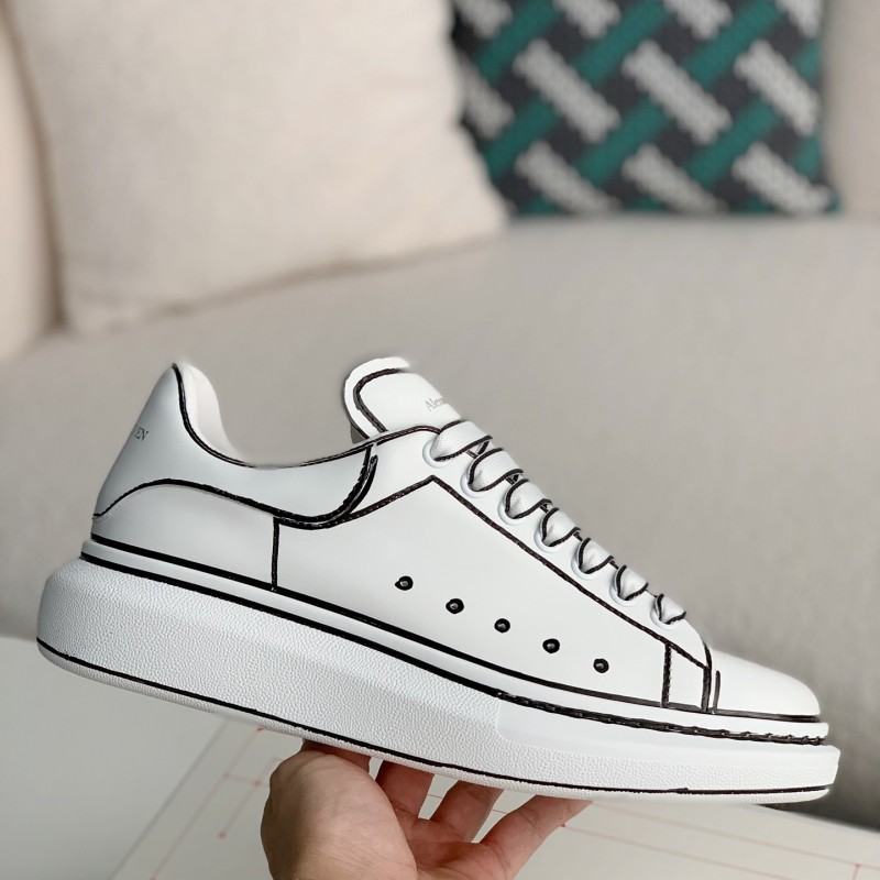 Ale*d*r M*Q*en MQ White hand-painted Sneakers