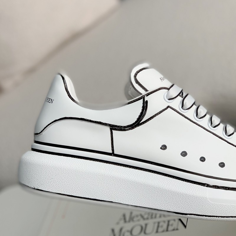 Ale*d*r M*Q*en MQ White hand-painted Sneakers