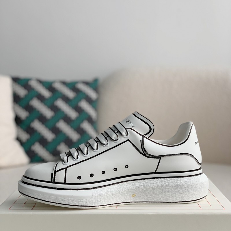 Ale*d*r M*Q*en MQ White hand-painted Sneakers