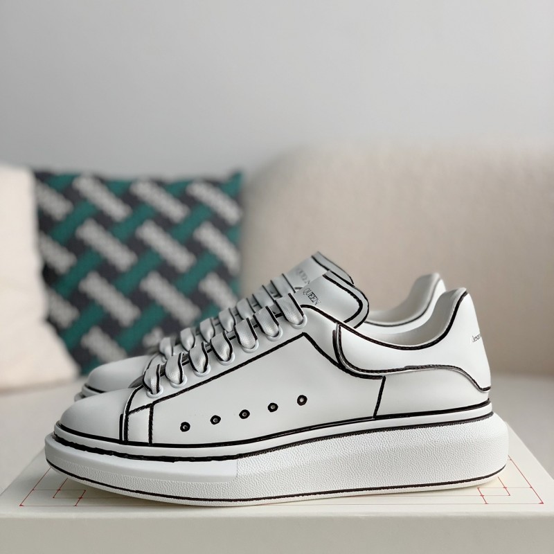 Ale*d*r M*Q*en MQ White hand-painted Sneakers