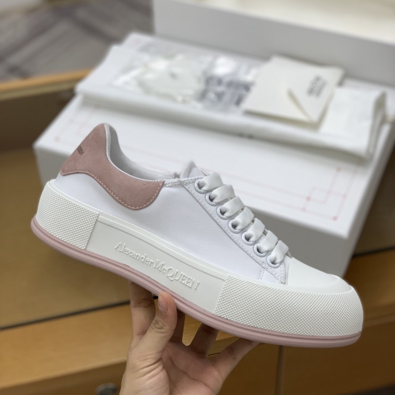 Ale*d*r M*Q*en MQ WhitePink velvet tail Sneakers