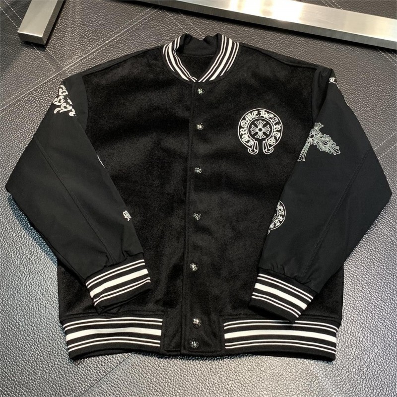 Ch**me He**ts Embroidered patchwork wool baseball jacket
