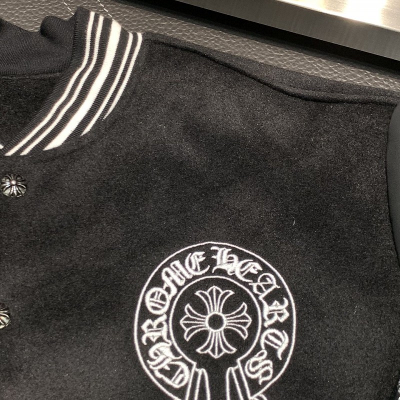 Ch**me He**ts Embroidered patchwork wool baseball jacket