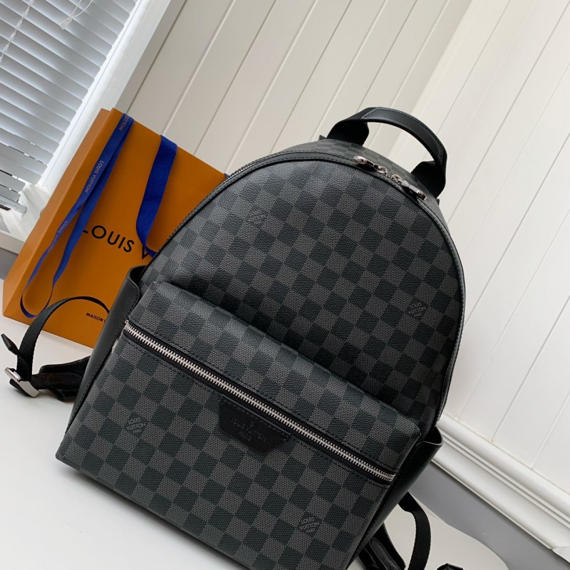 L0*is V*t0n 24s New DISCOVERY Small Black Checker Backpack N40514, Top Quality Size: 29 * 38 * 20c