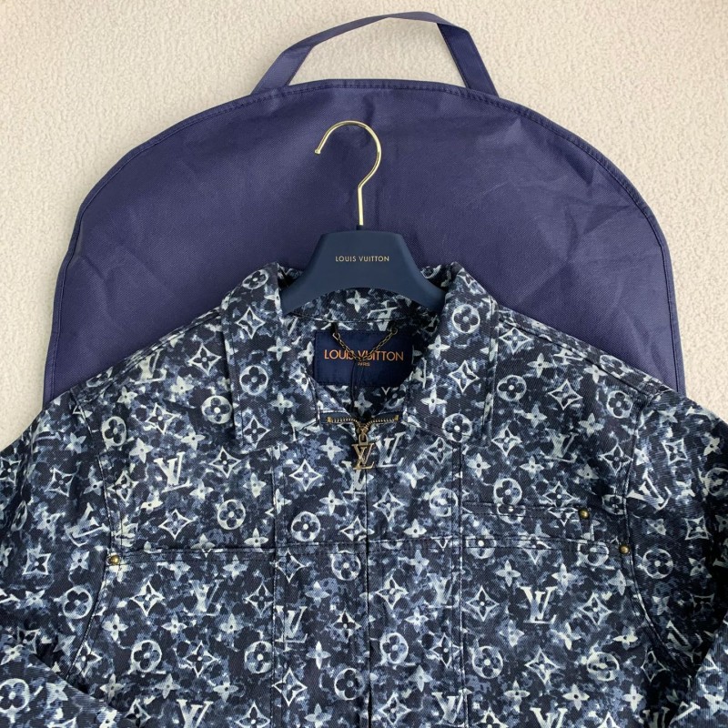 L0*is V*t0n Classic Logo printed all over patchwork denim jacket