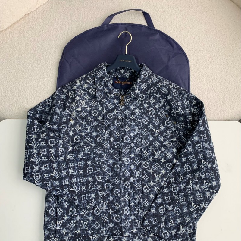 L0*is V*t0n Classic Logo printed all over patchwork denim jacket