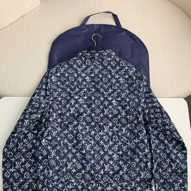 L0*is V*t0n Classic Logo printed all over patchwork denim jacket