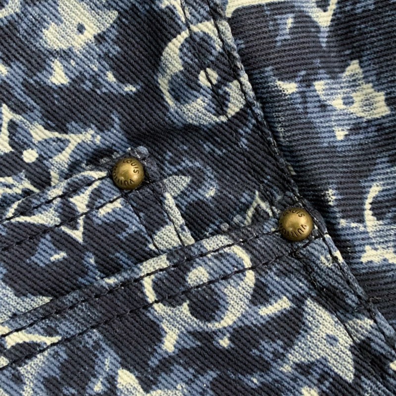 L0*is V*t0n Classic Logo printed all over patchwork denim jacket