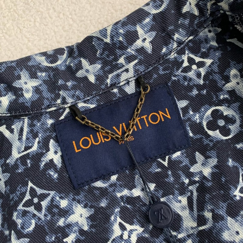 L0*is V*t0n Classic Logo printed all over patchwork denim jacket