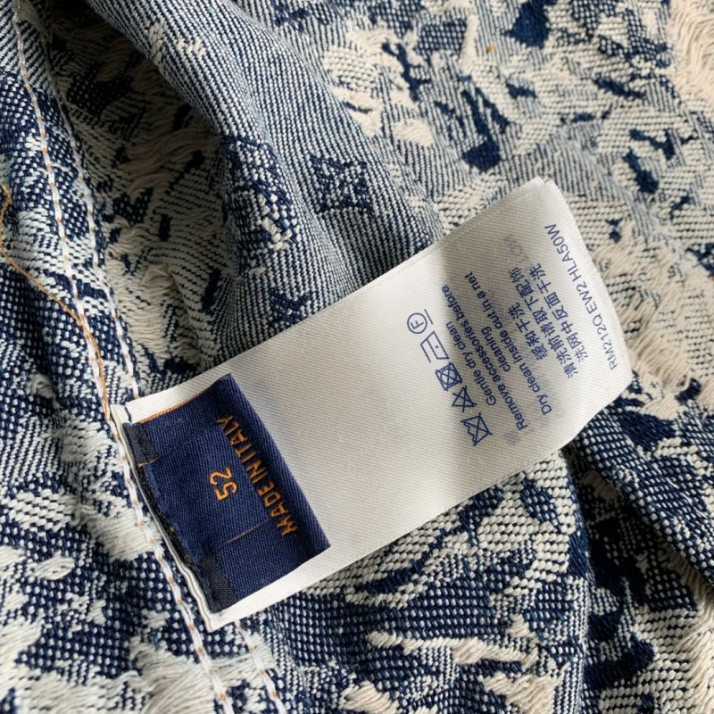 L0*is V*t0n Classic Logo printed all over patchwork denim jacket